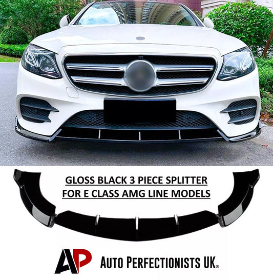Mercedes E Class W213 AMG Front Splitter 16-20 Gloss Black