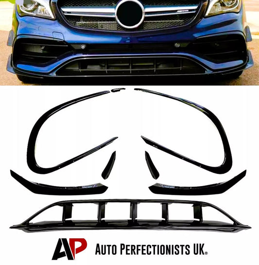 Mercedes CLA W117 AMG Front Splitter Fins 2016-2019 ABS Gloss Black