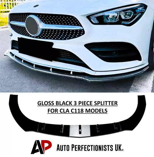 Mercedes CLA W118 C118 AMG Front Splitter 19-24 ABS Gloss Black