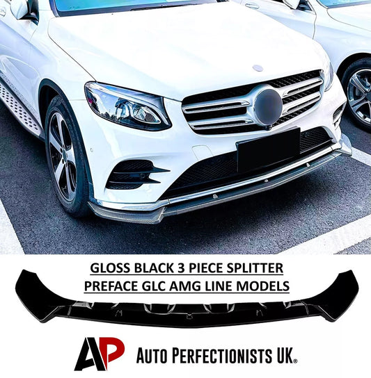 Mercedes GLC X253 C253 Front Splitter Kit 2015-2018 ABS Gloss Black