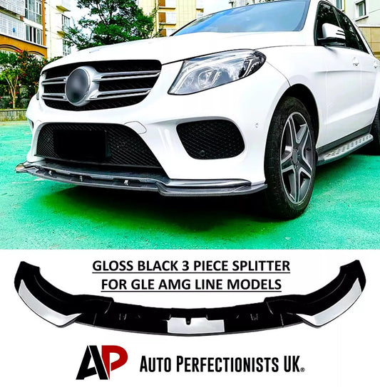 Mercedes GLE W166 C292 Front Splitter Kit 2015-2018 ABS Gloss Black