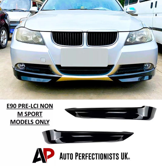 BMW 3 Series E90 E91 PRE-LCI Front Corner Splitters ABS Gloss Black