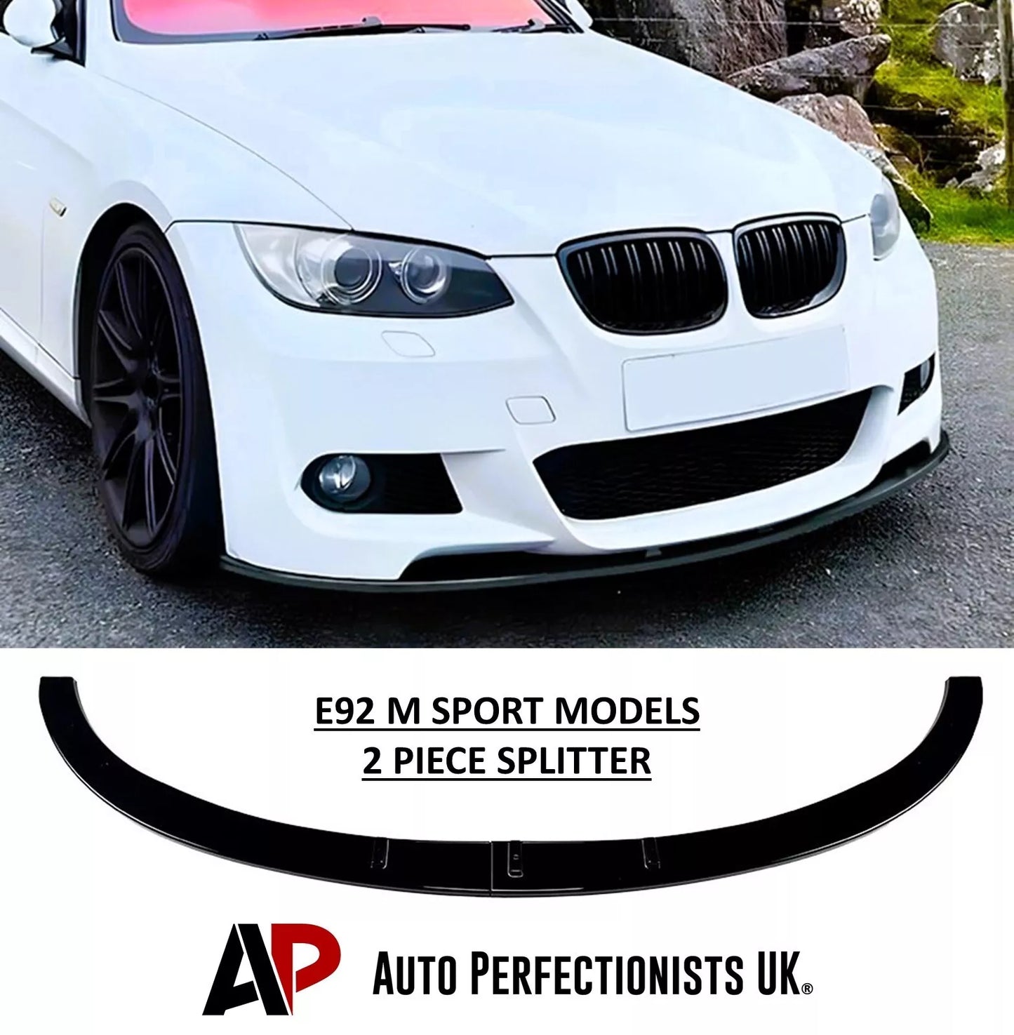 BMW 3 Series E92 E93 Front Splitter Spoiler M Sport ABS Gloss Black