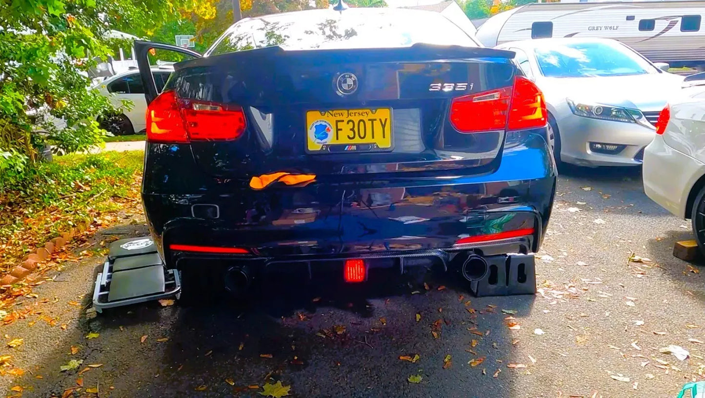 BMW 3 Series F30 F31 Rear Valance Diffuser Dual W/LED ABS Gloss Black