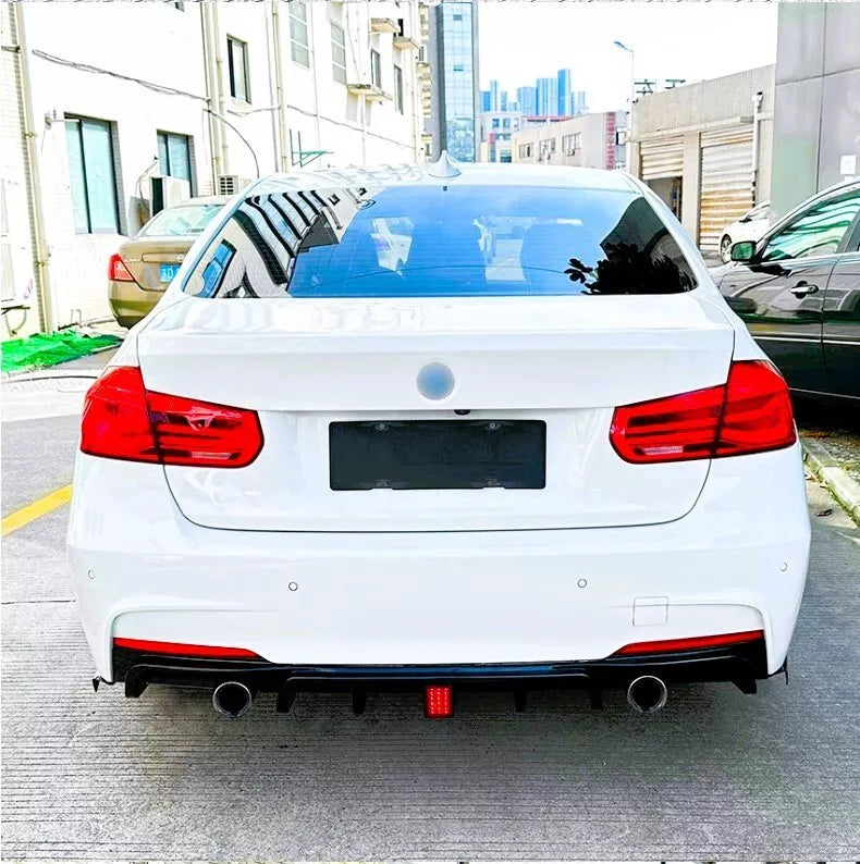 BMW 3 Series F30 F31 Rear Valance Diffuser Dual W/LED ABS Gloss Black