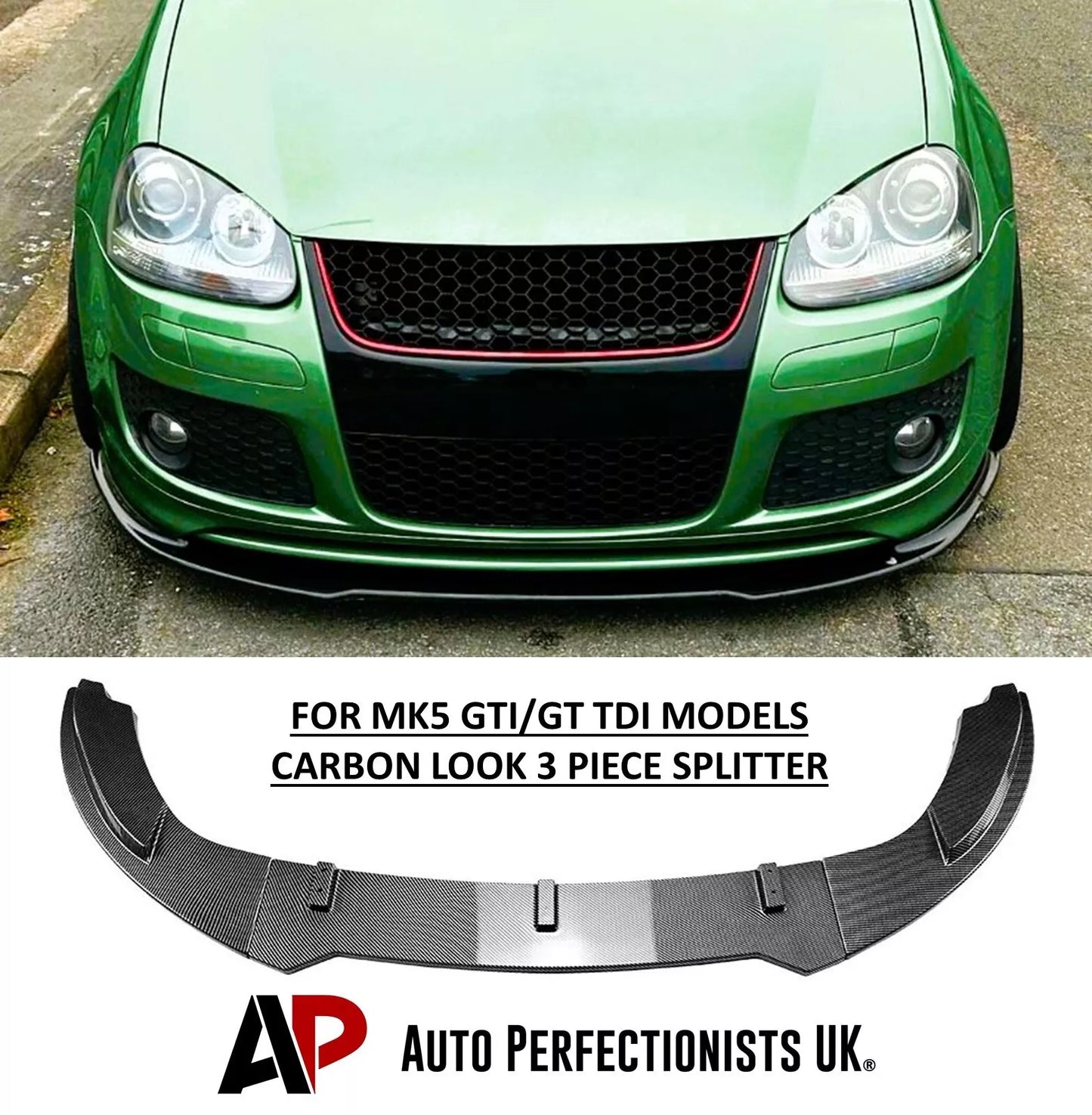 VW Golf MK5 GTI Front Splitter Spoiler 2003-08 ABS Carbon Fibre