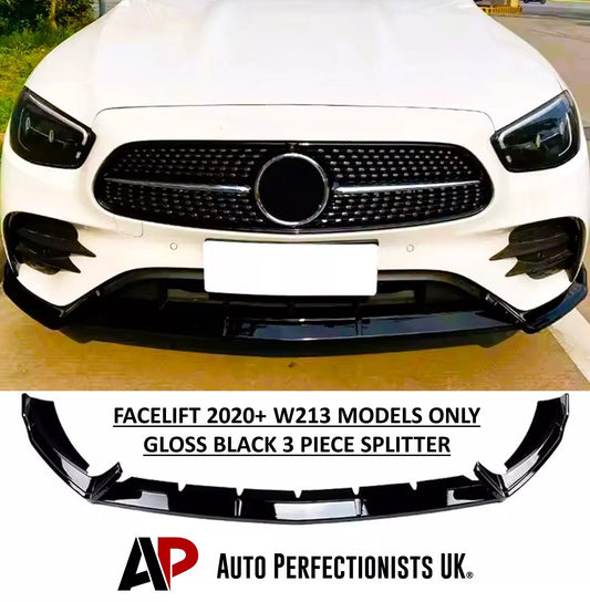 Mercedes E Class E43 E53 AMG Front Splitter Spoiler ABS Gloss Black