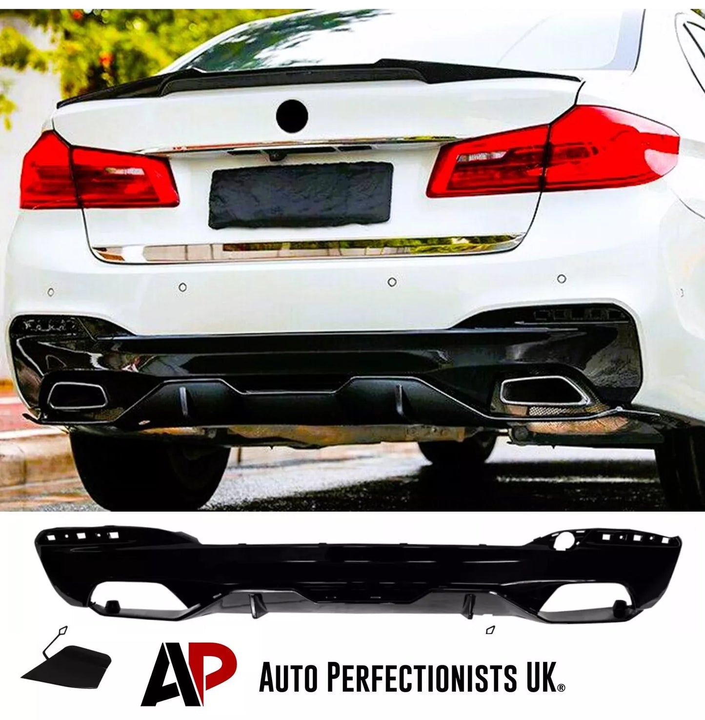 BMW 5 Series G30 Rear Valance Diffuser 2018-20 ABS Gloss Black