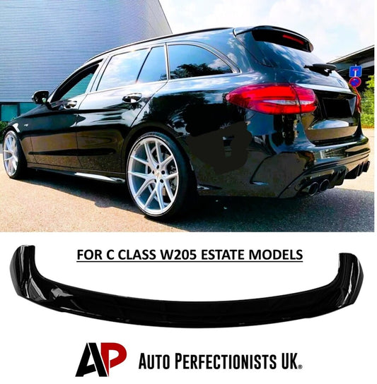 Mercedes C Class W205 Estate Rear Roof Spoiler Wing ABS Gloss Black