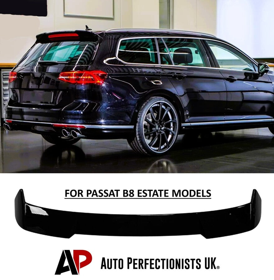 VW Passat B8 Estate Rear Roof Spoiler Wing 14-22 ABS Gloss Black