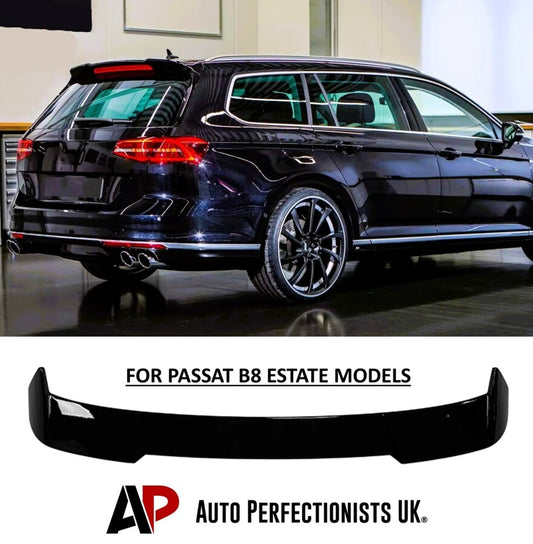 VW Passat B8 Estate Rear Roof Spoiler Wing 14-22 ABS Gloss Black