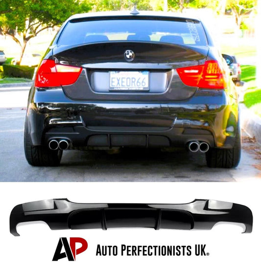 BMW 3 Series E90 E91 Rear Valance Diffuser 04-13 ABS Gloss Black