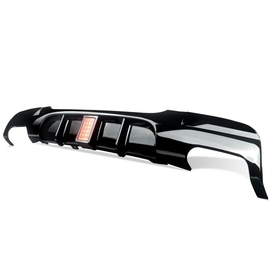BMW 3 Series E90 E91 Rear Valance Diffuser 04-13 W/LED ABS Gloss Black