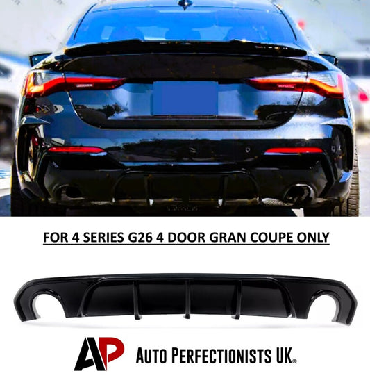 BMW 4 Series G26 4dr Gran Coupe Rear Diffuser 20-24 ABS Gloss Black