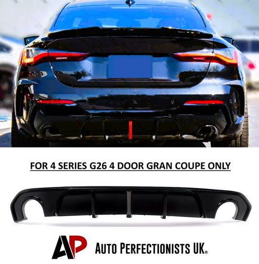 BMW 4 Series G26 Gran Coupe Rear Diffuser 20-24 W/LED ABS Gloss Black