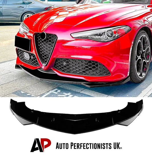 Alfa Romeo Giulia 952 Gloss Black Front Splitter Spoiler Lip 2015-24