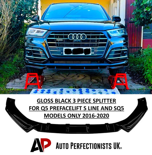 Audi Q5 SQ5 S Line FY Gloss Black Front Splitter Spoiler Aero 18-20