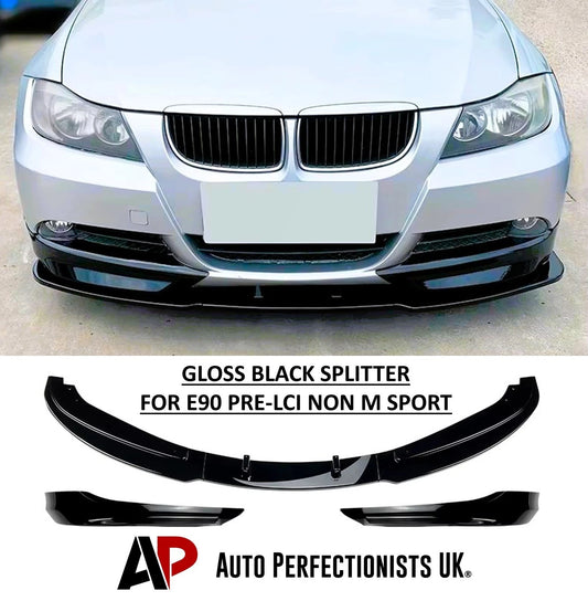 BMW 3 Series NON M Sport E90 E91 PRE-LCI Gloss Black Front Splitter