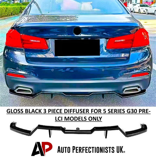 BMW 5 Series G30 M Sport Gloss Black Rear Valance Diffuser 2018-2020