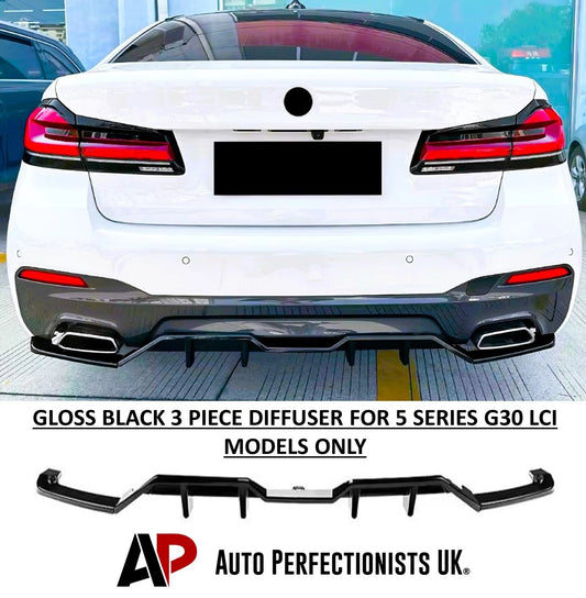BMW 5 Series G30 LCI M Sport Gloss Black Rear Valance Diffuser 2020-23