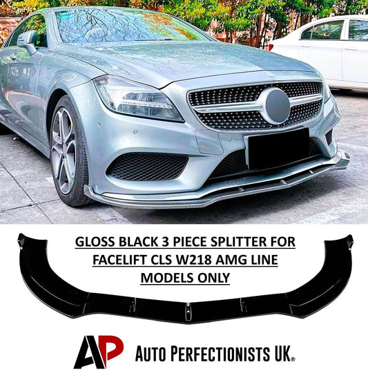 Mercedes CLS W218 FACELIFT AMG Line Gloss Black Front Splitter 14-17