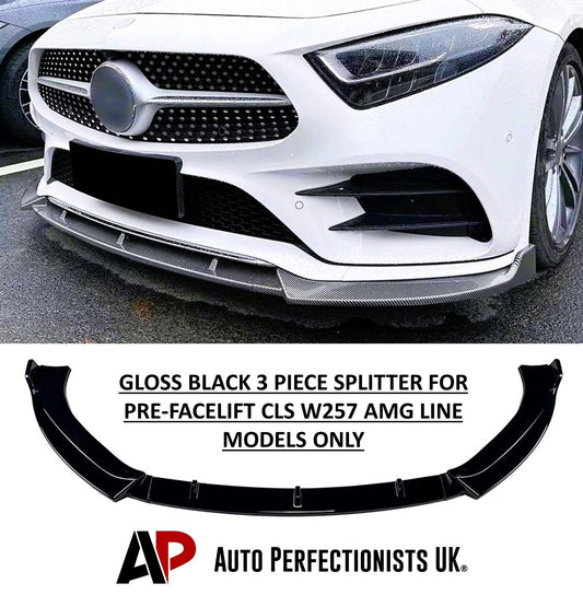 Mercedes CLS Class W257 AMG Line Gloss Black Front Splitter 2018-23