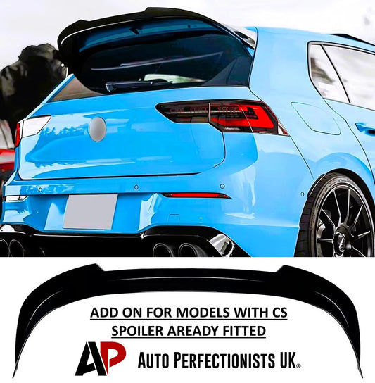 VW Golf MK8 R GTD GTI Clubsport Add On Gloss Black Rear Roof Spoiler