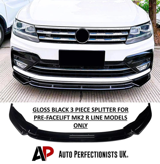 VW Tiguan R Line MK2 PRE-FACELIFT Gloss Black Front Splitter Spoiler