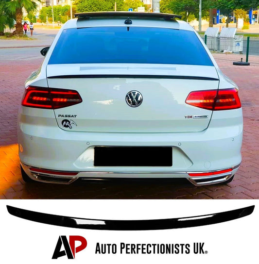 VW Passat Rear Gloss Black Boot Spoiler Lip Aero Splitter 2014-22