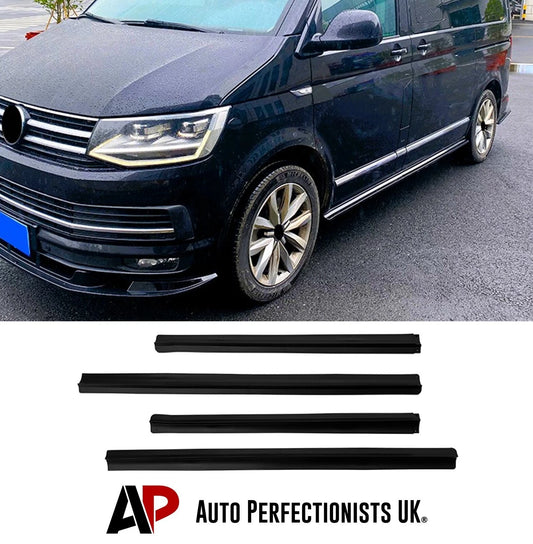 VW Transporter T6 Gloss Black Side Skirts Extensions Spoiler Wing Lip