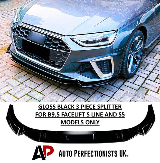 For Audi A4 S4 S Line B9.5 FACELIFT Gloss Black Front Splitter Kit 2020+