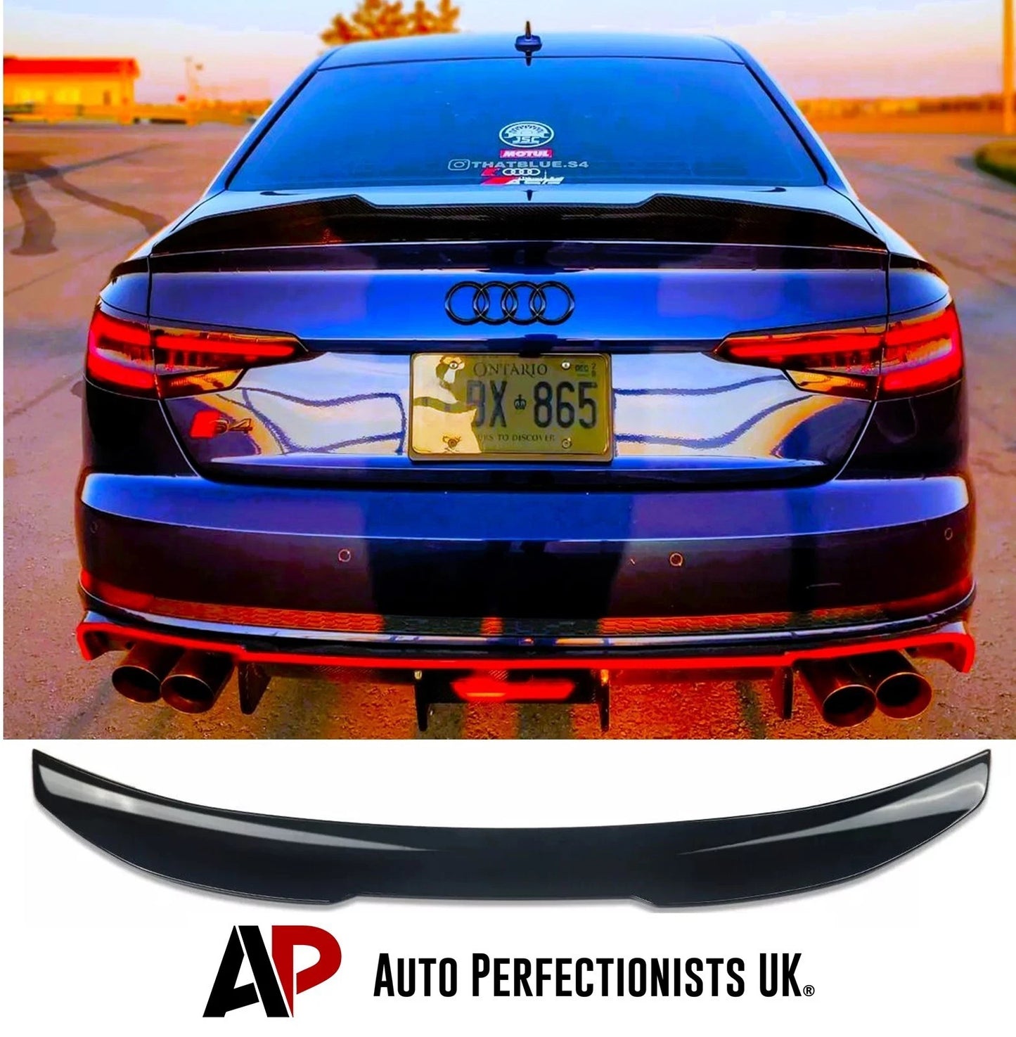 Audi A4 S4 B9 Gloss Black Rear High Kick PSM Ducktail Boot Spoiler Lip Wing Kit