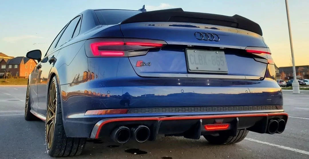 Audi A4 S4 B9 Gloss Black Rear High Kick PSM Ducktail Boot Spoiler Lip Wing Kit