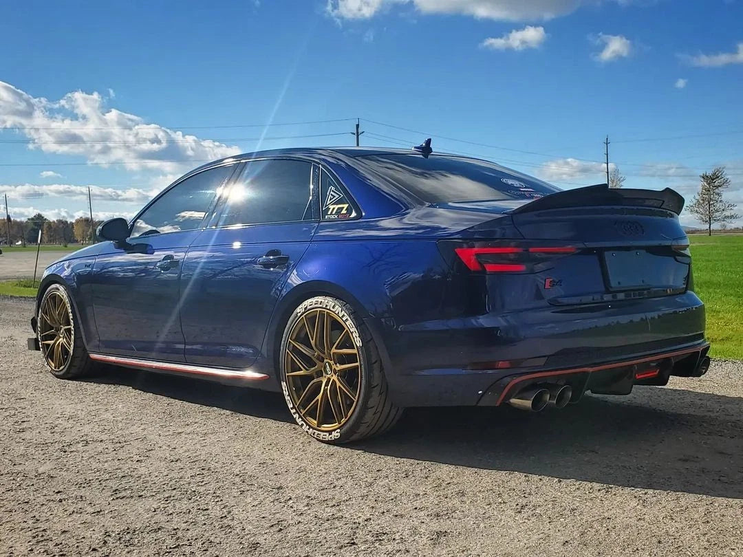 Audi A4 S4 B9 Gloss Black Rear High Kick PSM Ducktail Boot Spoiler Lip Wing Kit