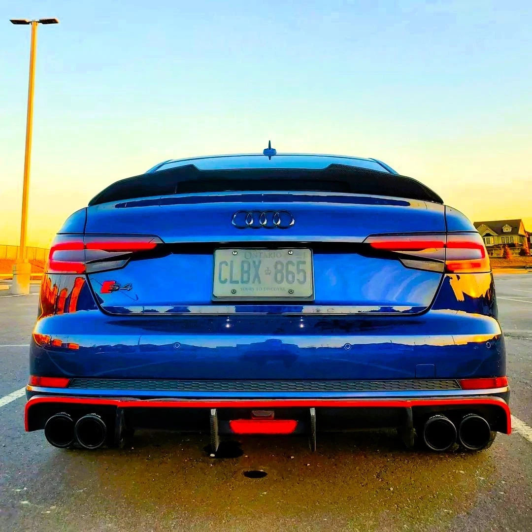 Audi A4 S4 B9 Gloss Black Rear High Kick PSM Ducktail Boot Spoiler Lip Wing Kit