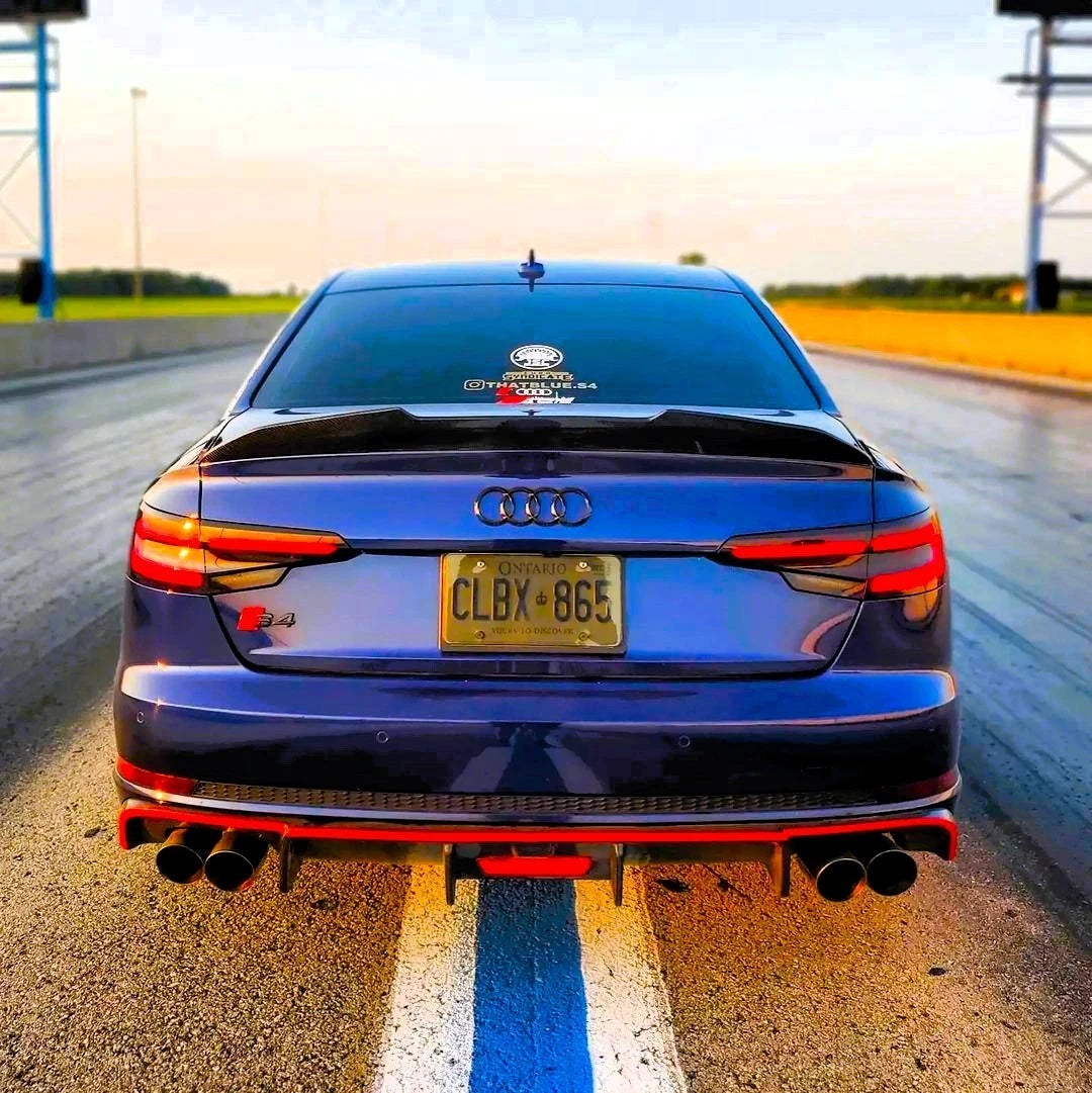 Audi A4 S4 B9 Gloss Black Rear High Kick PSM Ducktail Boot Spoiler Lip Wing Kit