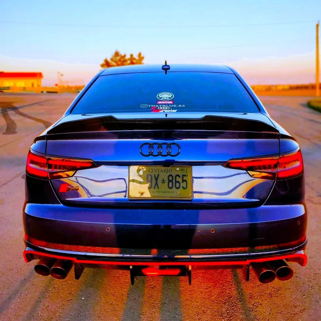 Audi A4 S4 B9 Gloss Black Rear High Kick PSM Ducktail Boot Spoiler Lip Wing Kit