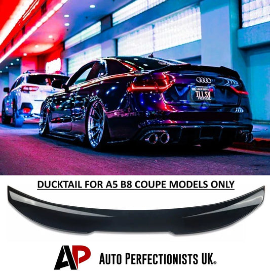 Audi A5 B8 Coupe Gloss Black Rear High Kick PSM Ducktail Boot Spoiler Lip Wing