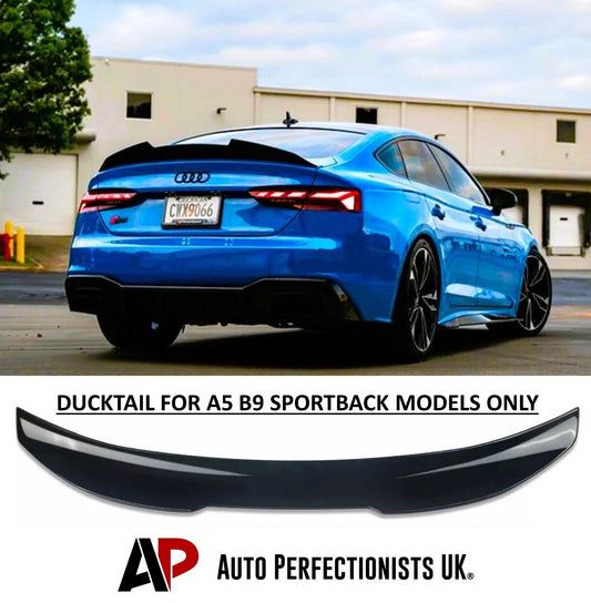 Audi A5 B9 Sportback Gloss Black Rear High Kick PSM Ducktail Boot Spoiler Wing