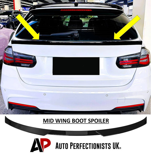 BMW 3 Series F31 Touring Estate Gloss Black Rear Boot Spoiler Mid Wing Lip Kit