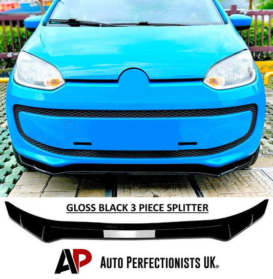 VW Up! Gloss Black Front Splitter Spoiler Lip Wing Body Kit 2011-2023