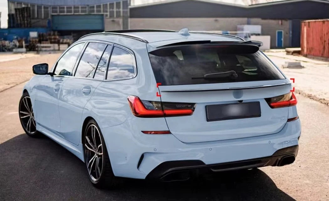 BMW 3 Series G21 Touring Estate Gloss Black Rear Boot Spoiler Mid Wing Lip Kit