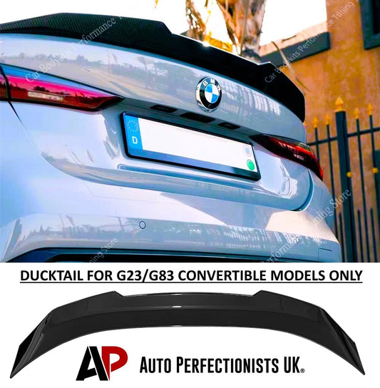 BMW 4 Series Convertible G23 G83 Gloss Black Rear High Kick PSM Ducktail Spoiler
