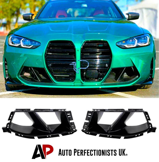 BMW G80 M3 G82 M4 Gloss Black Front Bumper Side Air Vent Grille Cover 2020+