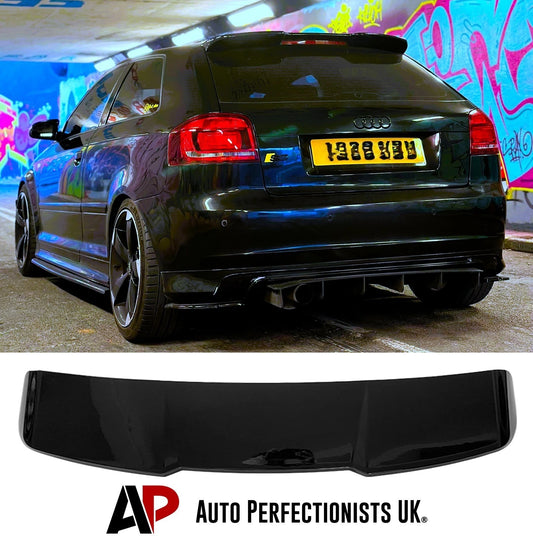 Audi A3 8P 3 DOOR RS3 Style Gloss Black Rear Roof Spoiler Boot Wing Lip 2003-13