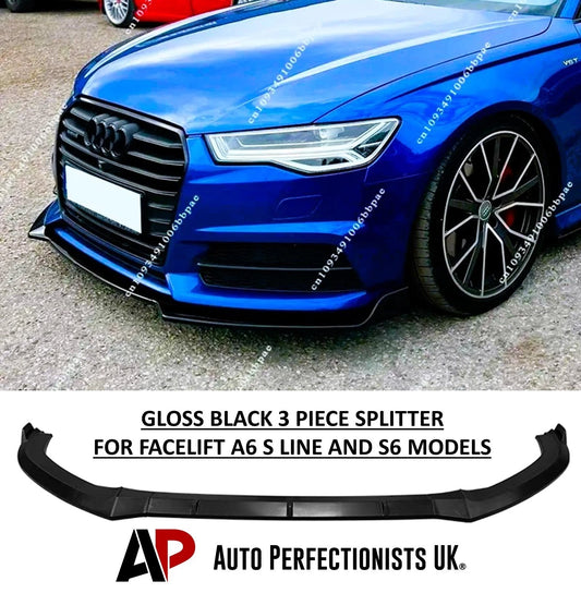 Audi A6 S6 S Line C7 PREFACELIFT Gloss Black Front Splitter Spoiler Lip 2013-15