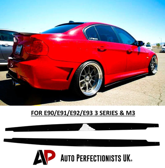 BMW 3 Series E90/E92/E93 Gloss Black Side Skirts Extensions Spoiler Splitter Kit