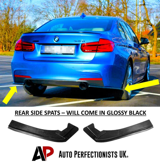 BMW 3 Series M3 F30 Gloss Black Rear Corner Side Spats Diffuser Splitter Bodykit