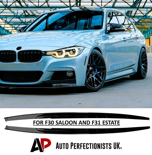 BMW 3 Series F30 F31 Gloss Black Side Skirts Extensions Spoiler Splitter Lip Kit