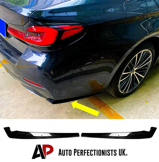 BMW 5 Series M5 G30 Gloss Black Rear Corner Side Spats Diffuser Splitter Bodykit